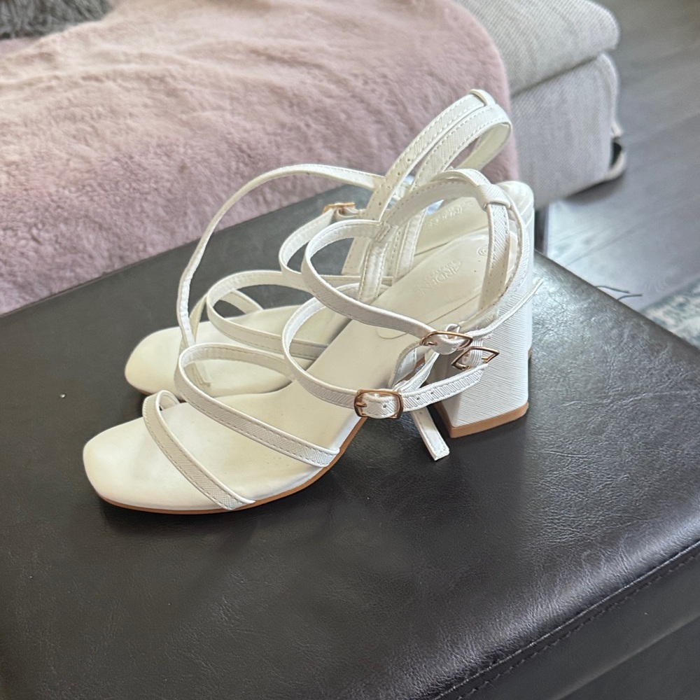 Ardene White Strappy Block Heels